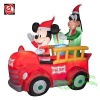 Mickey and Goofy In Vintage Fire Truck Christmas Airblown Inflatable
